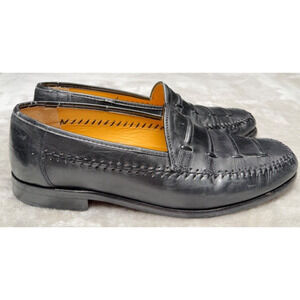 Sandro Moscoloni Lance Black Leather Slip On Loafers Mens US 7.5 Made In Spain